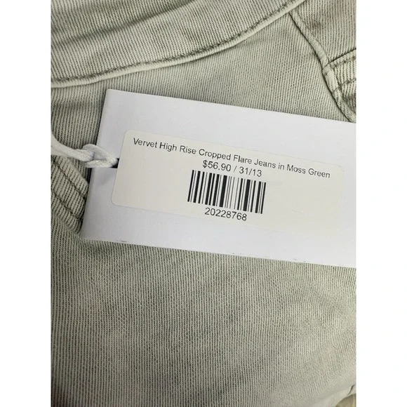 Vervet Bella High Rise Cropped Flare Jeans Women's 31/13 Moss Green NWT - Picture 5 of 11